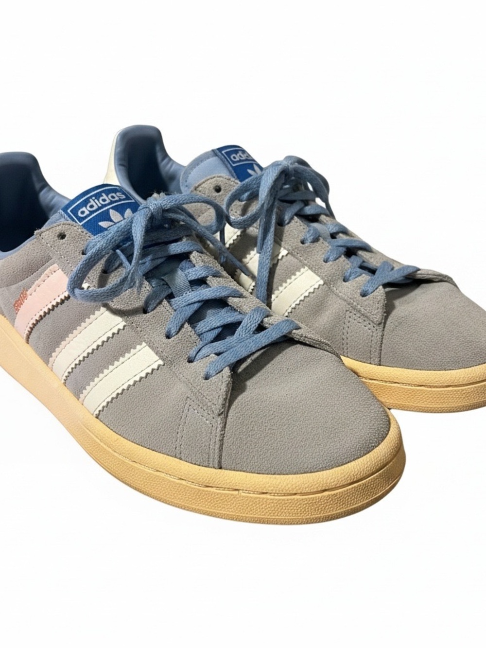adidas Women's blue Suede Sneakers with Blue Laces and Cream Stripes